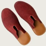 Pantoufle en cuir bordeaux suède