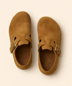 pantoufles en cuir fermees marron