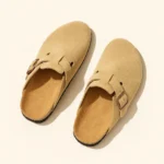 Pantoufle en Cuir Couleur Marron Clair