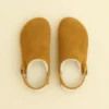 Pantoufle velouté camel, doublure fourrée