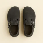 Pantoufles fermées en cuir Couleur Gris Anthracite