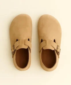 Pantoufles fermées en cuir Couleur Marron Clair