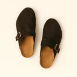 Pantoufle en Cuir Couleur Brun Foncé