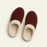 Pantoufle en cuir fourrée Couleur Bordeaux