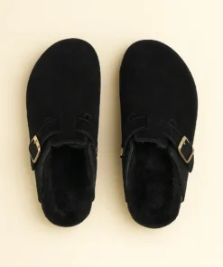 pantoufle femme veloutée noire