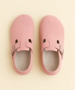 pantoufles cuir fermees rose