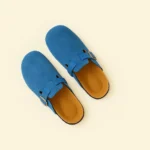 Pantoufle en cuir Bleu Clair