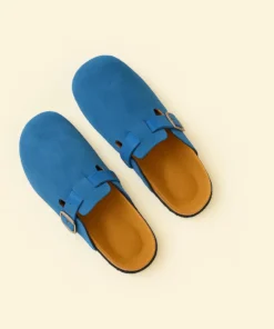 Pantoufle en cuir Bleu Clair