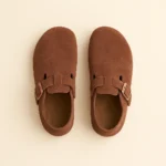 Pantoufles fermées en cuir Couleur Brun