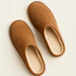 Pantoufle en cuir fourrée Couleur Cognac