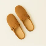 Pantoufle en Cuir Couleur Cognac