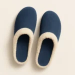 Pantoufle en cuir fourrée Couleur Bleue