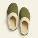 Pantoufle en cuir fourrée Couleur Vert